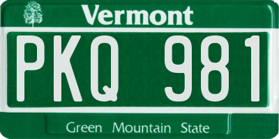VT license plate PKQ981