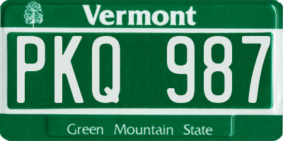 VT license plate PKQ987