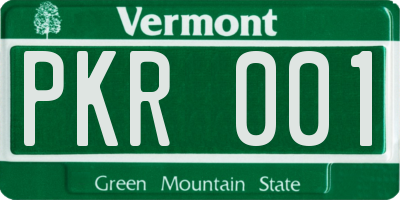 VT license plate PKR001