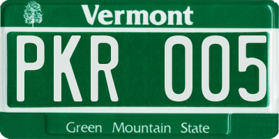 VT license plate PKR005