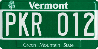 VT license plate PKR012