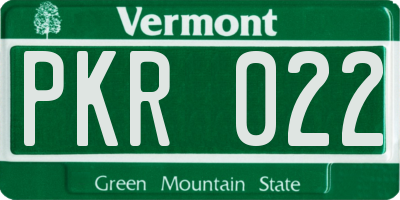 VT license plate PKR022