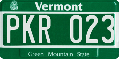 VT license plate PKR023