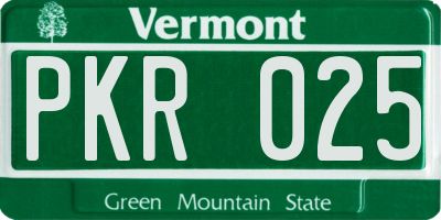 VT license plate PKR025