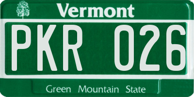 VT license plate PKR026