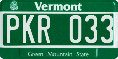 VT license plate PKR033