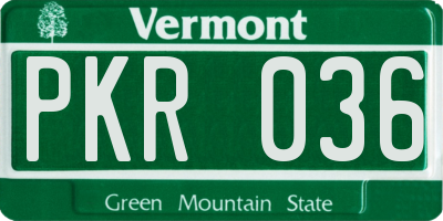 VT license plate PKR036
