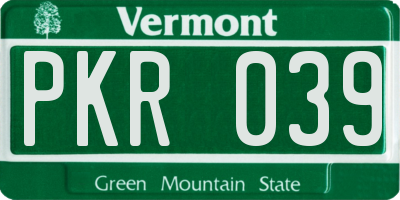 VT license plate PKR039