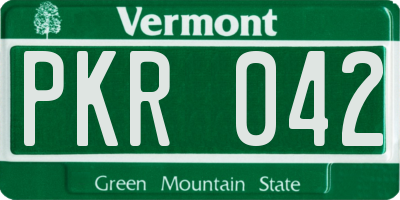 VT license plate PKR042