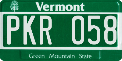 VT license plate PKR058