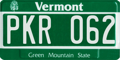 VT license plate PKR062