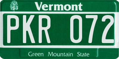 VT license plate PKR072