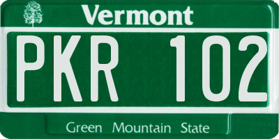 VT license plate PKR102