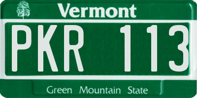 VT license plate PKR113