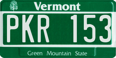 VT license plate PKR153