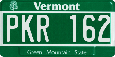 VT license plate PKR162