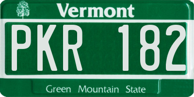 VT license plate PKR182