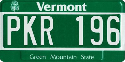 VT license plate PKR196