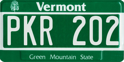 VT license plate PKR202