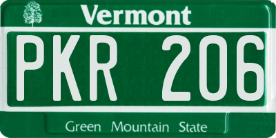 VT license plate PKR206
