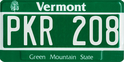 VT license plate PKR208