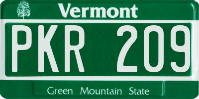 VT license plate PKR209