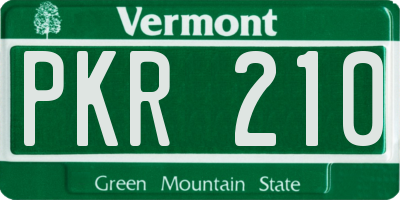VT license plate PKR210