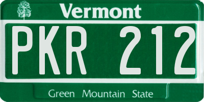 VT license plate PKR212