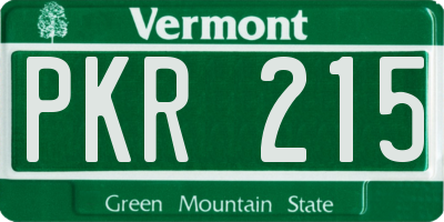 VT license plate PKR215
