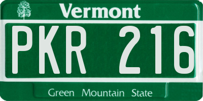 VT license plate PKR216