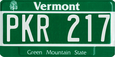 VT license plate PKR217