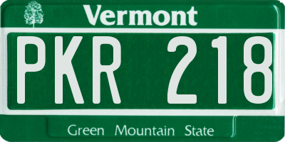 VT license plate PKR218
