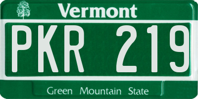VT license plate PKR219