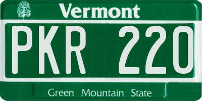 VT license plate PKR220