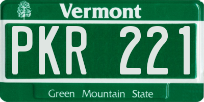 VT license plate PKR221