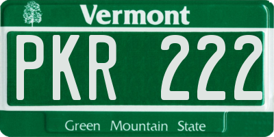 VT license plate PKR222
