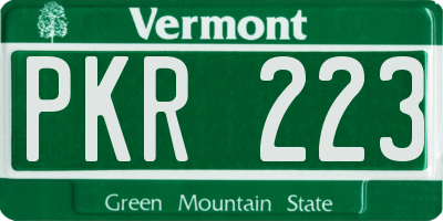 VT license plate PKR223
