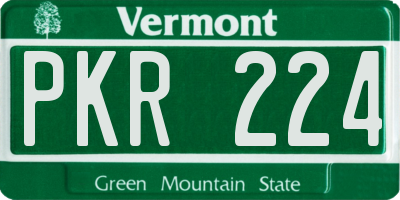 VT license plate PKR224
