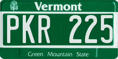 VT license plate PKR225