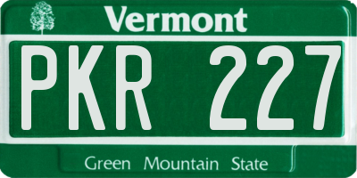 VT license plate PKR227