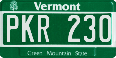 VT license plate PKR230