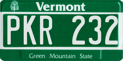VT license plate PKR232