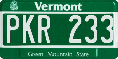 VT license plate PKR233