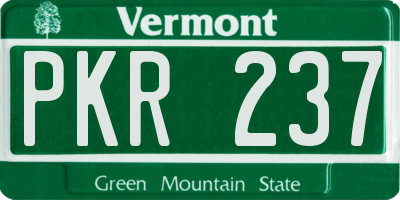 VT license plate PKR237