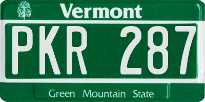 VT license plate PKR287