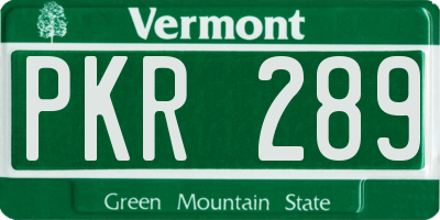 VT license plate PKR289