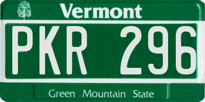 VT license plate PKR296