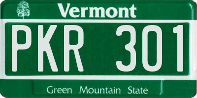 VT license plate PKR301