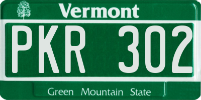 VT license plate PKR302