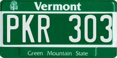 VT license plate PKR303